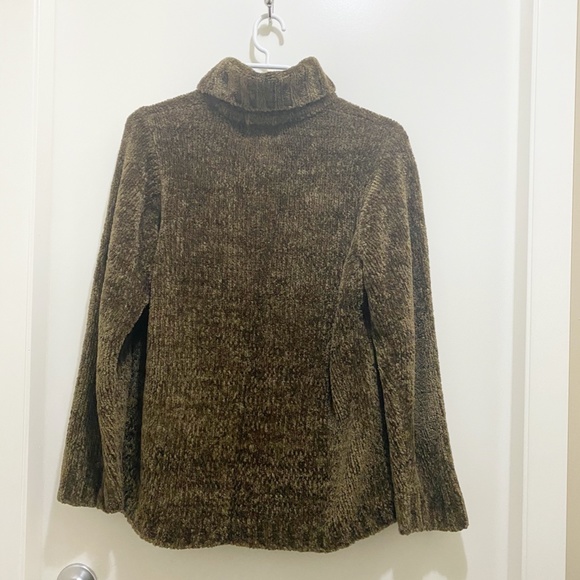 Tradition Super Soft Turtle Neck Long Sleeve Cable Knit Style Sweater Brown S/M - Picture 5 of 8